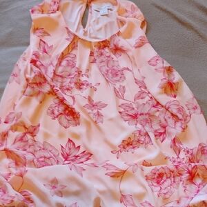 Liz Claiborne Pink Floral Keyhole Halter Dress